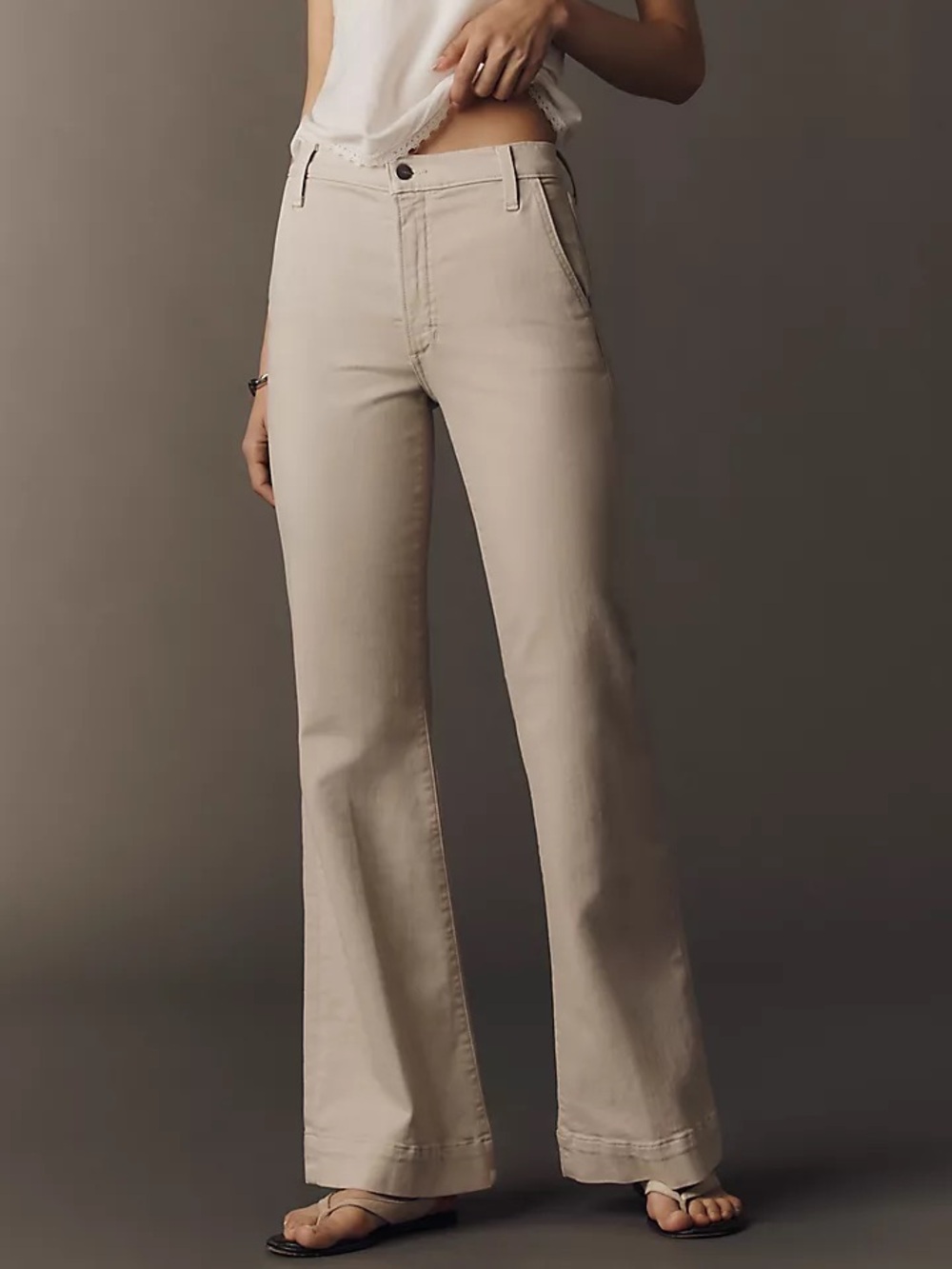 H&M Divided Flare Jeans in Greige (Light Beige/Light Grey)